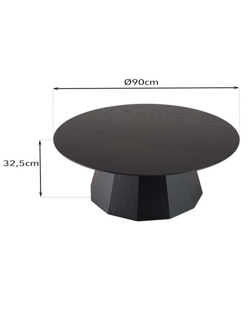 Table basse ronde Daly noire - 90x90 cm