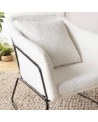 Fauteuil bouclette pieds évasés Albane blanc - 76x78x79 cm