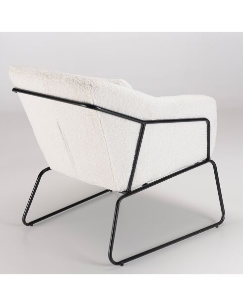 Fauteuil bouclette pieds évasés Albane blanc - 76x78x79 cm