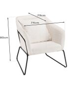 Fauteuil bouclette pieds évasés Albane blanc - 76x78x79 cm