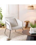 Fauteuil bouclette pieds évasés Albane blanc - 76x78x79 cm