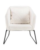 Fauteuil bouclette pieds évasés Albane blanc - 76x78x79 cm