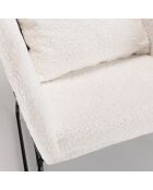 Fauteuil bouclette pieds évasés Albane blanc - 76x78x79 cm