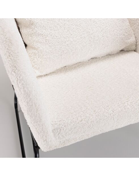 Fauteuil bouclette pieds évasés Albane blanc - 76x78x79 cm