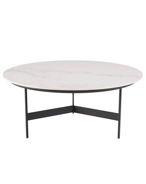 Table basse ronde plateau effet marbre Daly noir/blanc - 78x78 cm