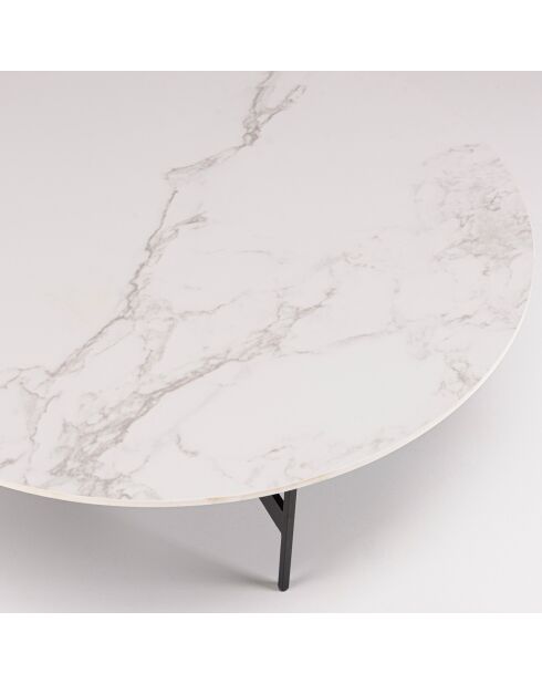 Table basse ronde plateau effet marbre Daly noir/blanc - 78x78 cm