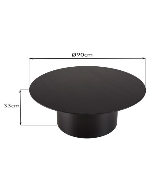 Table basse ronde Daly noire - 90x90 cm