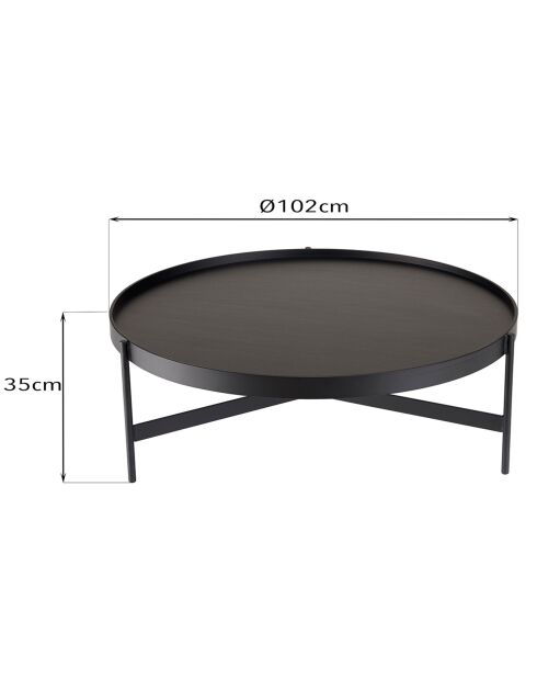 Table basse ronde Daly noire - 102x102 cm