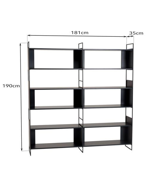 Étagère Daly noire - 180x35x190 cm