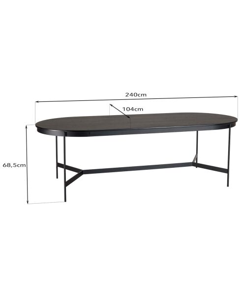 Table à manger ovale Daly noire - 240x104 cm
