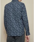 Chemise Slim Sammy à fleurs gris/bleu