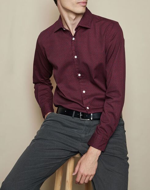 Chemise Slim Sammy imprimée rouge/marine