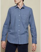 Chemise Slim en Flanelle de Coton Storm bleu/gris