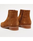 Bottines en Velours de Cuir Alexanne cognac