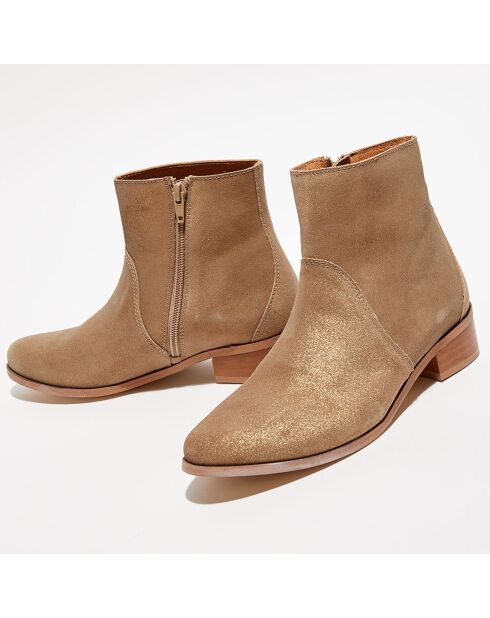 Bottines en Velours de Cuir Zabeth sable