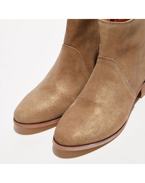 Bottines en Velours de Cuir Zabeth sable