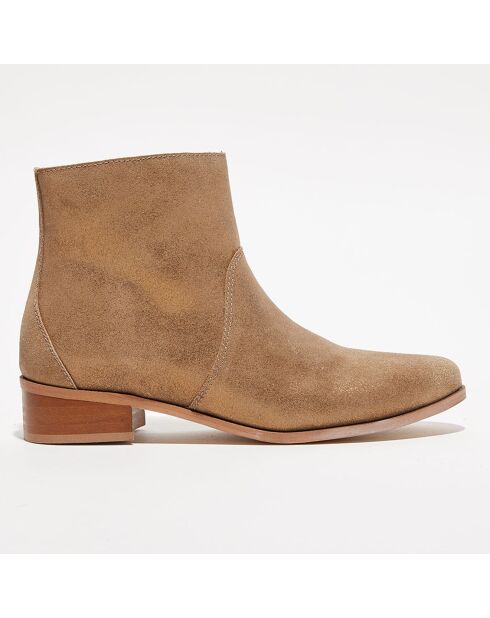 Bottines en Velours de Cuir Zabeth sable