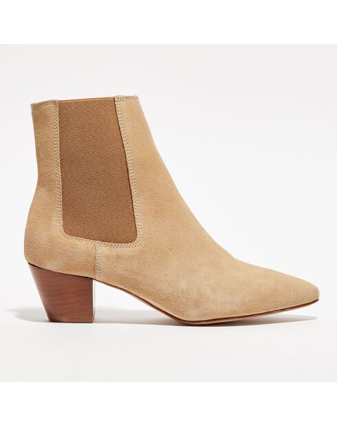 Chelsea Boots en Velours de Cuir Marina sable