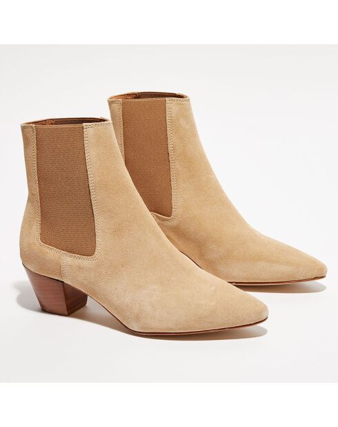 Chelsea Boots en Velours de Cuir Marina sable