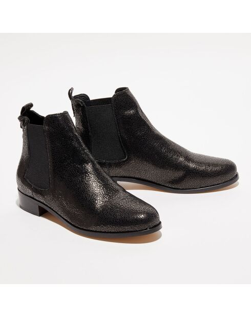 Chelsea Boots en Cuir craquelé Charlie noires