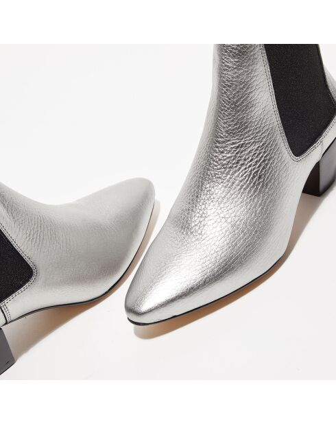 Marina Pewter leren Chelsea-laarzen