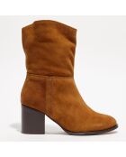 Bottines en Velours de Cuir Goldy rhum - Talon 5 cm