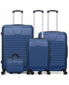 3 Valises 4 roues simples Selenga-C 75/65/55/30 cm & Vanity bleues