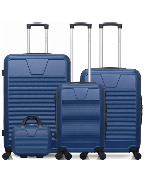 3 Valises 4 roues simples Selenga-C 75/65/55/30 cm & Vanity bleues