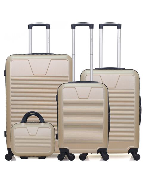 3 Valises 4 roues simples 75/65/55 cm & Vanity Selenga-C beiges