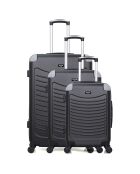 3 Valises 4 roues simples Congo 75/65/55 cm noires