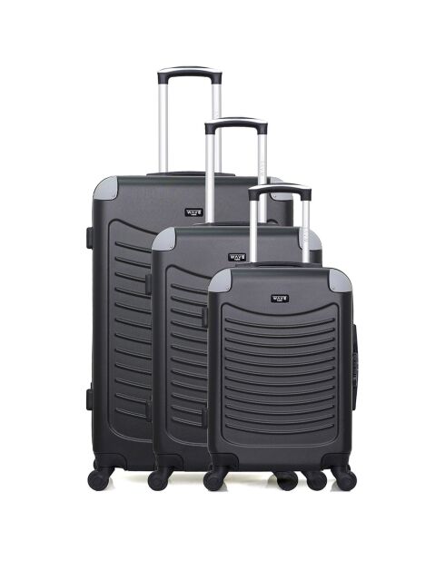 3 Valises 4 roues simples Congo 75/65/55 cm noires