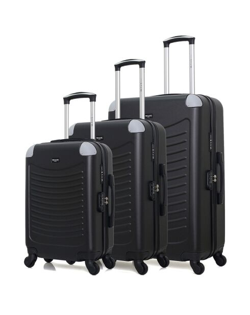 3 Valises 4 roues simples Congo 75/65/55 cm noires