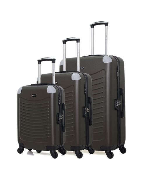 3 Valises 4 roues simples Congo 75/65/55 cm gris foncé