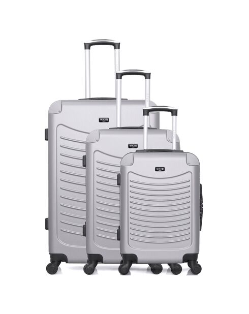 3 Valises 4 roues simples Congo 75/65/55 cm grises