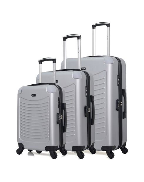 3 Valises 4 roues simples Congo 75/65/55 cm grises
