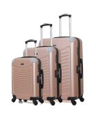 3 Valises 4 roues simples Congo 75/65/55 cm rose doré