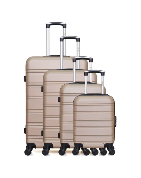 4 beigefarbene Einradkoffer Renoso-M 75/65/55/46 cm