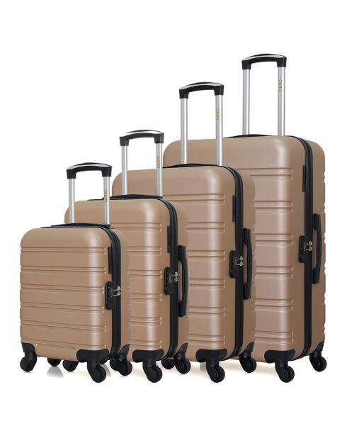 4 beigefarbene Einradkoffer Renoso-M 75/65/55/46 cm