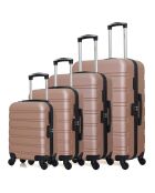 4 Valises 4 roues simples Renoso-M 75/65/55/46 cm rose doré