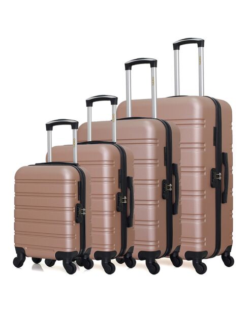 4 Valises 4 roues simples Renoso-M 75/65/55/46 cm rose doré
