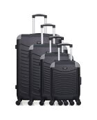 4 Valises 4 roues simples Congo-M 75/65/55/46 cm noires