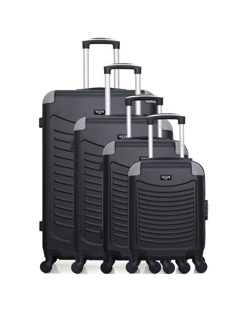 4 Valises 4 roues simples Congo-M 75/65/55/46 cm noires