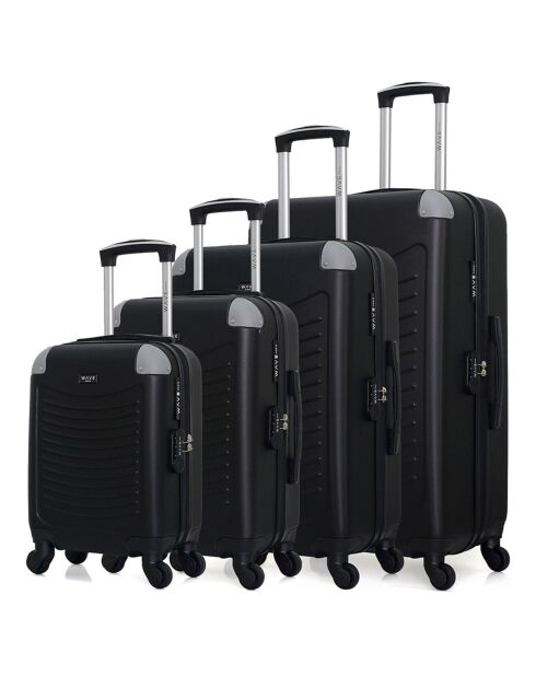 4 Valises 4 roues simples Congo-M 75/65/55/46 cm noires