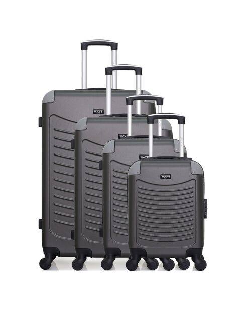 4 Valises 4 roues simples Congo-M 75/65/55/46 cm gris foncé