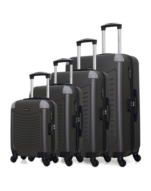 4 Valises 4 roues simples Congo-M 75/65/55/46 cm gris foncé