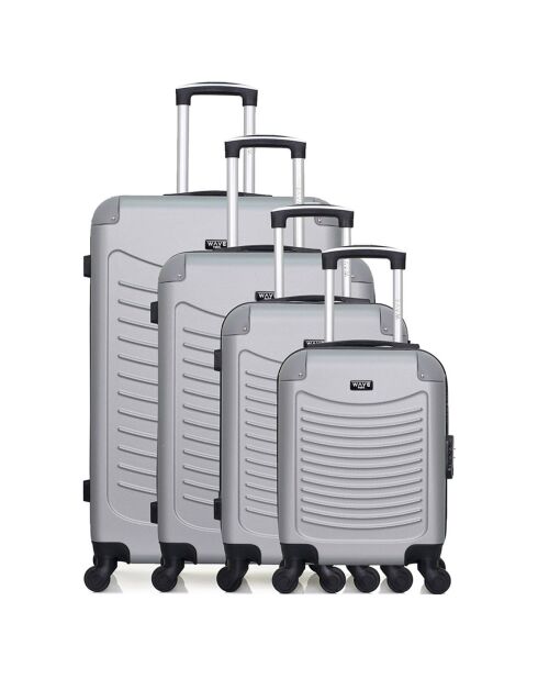 4 Valises 4 roues simples Congo-M 75/65/55/46 cm grises