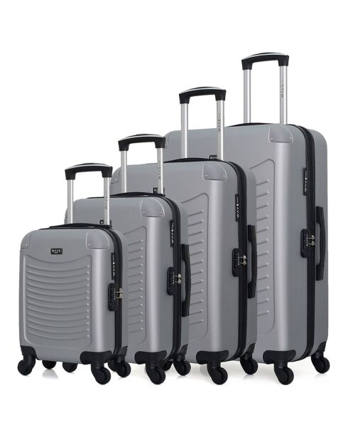 4 Valises 4 roues simples Congo-M 75/65/55/46 cm grises