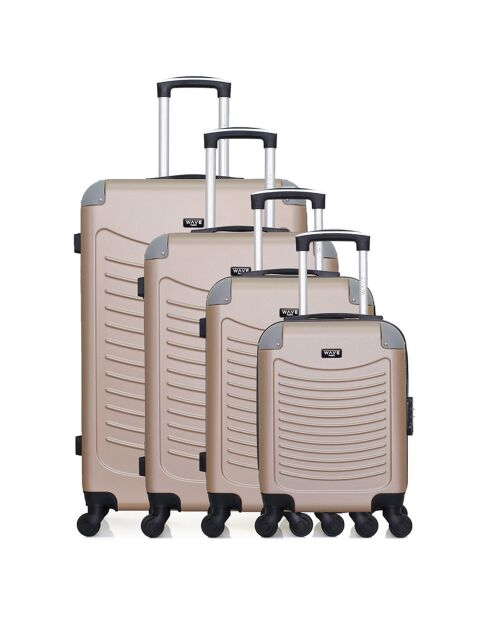 4 Valises 4 roues simples Congo-M 75/65/55/46 cm beiges