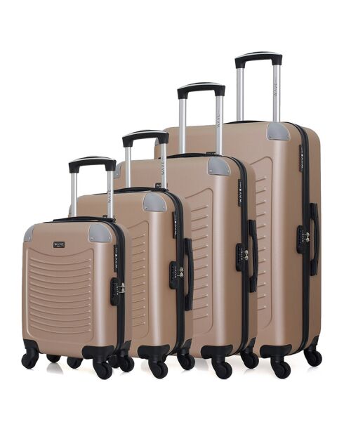 4 Valises 4 roues simples Congo-M 75/65/55/46 cm beiges