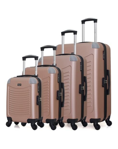 4 Koffer 4 Räder simple Congo-M 75/65/55/46 cm roségold
